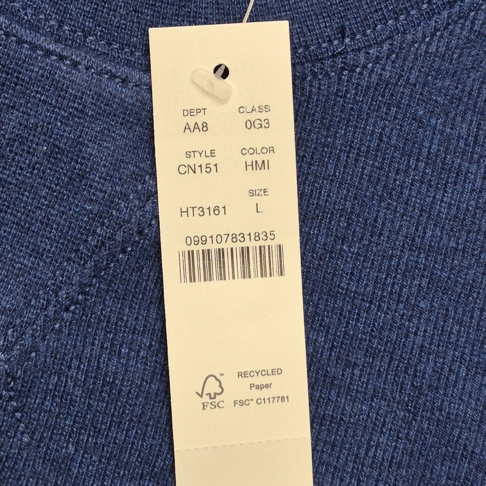 J.Crew Oarsman Sweater Mens Large Blue 100% Cotton Textured Long Sleeve Pullover - Picture 6 of 16